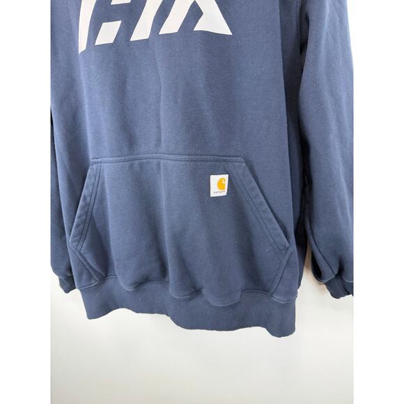 Carhartt Rain Defender Hoodie Navy Blue Size XL Loose Fit - Picture 7 of 9